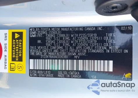 2010 Lexus Rx 350 z USA, uszkodzony, nr VIN 2T2ZK1BAXAC026380